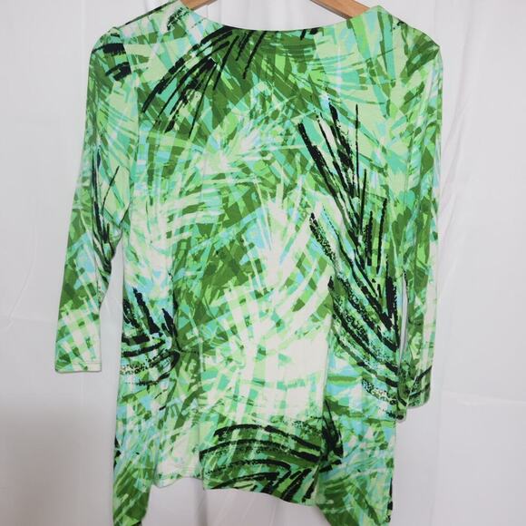 Ruby Road Blouse Women PS Assymetric Hem Green Vines - Picture 10 of 14